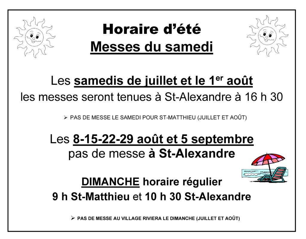 Horaire d'été 2026