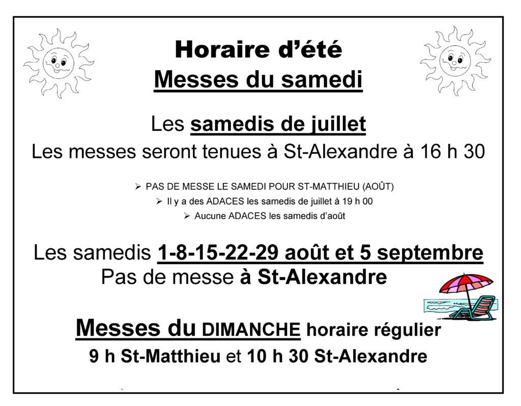 Horaire d'été 2026